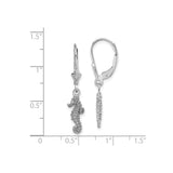 14k White Gold Snowflake Dangle Earrings with Leverback Closures, Winter Holiday Jewelry for Women