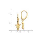 14k Yellow Gold Dangle Angel Charm Earrings with Cherub and Winged Guardian Details