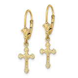14k Yellow Gold Crucifix Pendant with Jesus Figure, Ornate Baroque Christian Cross Design