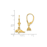14k Yellow Gold Manatee Dangle Earrings with Leverbacks, Ocean Life Jewelry for Women