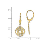 14k Yellow Gold Dangle Earrings, Celtic Knot Design, Leverback Drop, Rope Texture Detail