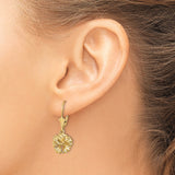 14k Yellow Gold Leverback Earrings with Hibiscus Flower Charms, Tropical Floral Design