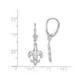 14k White Gold Dangle Earrings, Fleur-de-Lis Design, Leverback, French Heritage Style