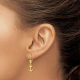 14k Yellow Gold Conch Shell Dangle Earrings with Leverback Closure, Ocean-Inspired Coastal Style