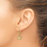 14k Yellow Gold Crab Dangle Earrings with Leverback Hooks, Nautical Cancer Zodiac Jewelry for Women
