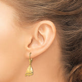 14k Yellow Gold Sailboat Dangle Earrings with Leverback Closures, Nautical Ocean Theme for Women