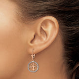 14k Multi-Tone Gold Tree of Life Dangle Leverback Earrings, Round Frame Design for Women