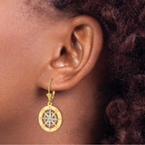 14k Yellow Gold Compass Rose Dangle Earrings, Nautical Adventure Theme for Women