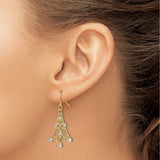 14k Yellow Gold Dangle Earrings with Filigree Scroll and Tree Silhouette Motif
