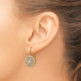 14k Yellow Gold Dangle Earrings with Floral Mandala Filigree Design for Women
