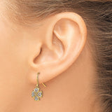 14k Yellow Gold Dangle Earrings with Maltese Cross and Heart Design, Christian Religious Jewelry