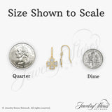 14k Yellow Gold Dangle Earrings with Maltese Cross and Heart Design, Christian Religious Jewelry