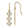 14k Yellow Gold Dangle Earrings, Geometric Drop Design with Diamond-Cut Centers, Two-Tone Style