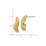 14k Yellow Gold Hoop Earrings with Twisted Textured Design and Diamond Cut Detailing