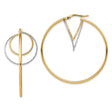 14k Yellow Gold Asymmetrical Hoop Earrings, Two-Tone Geometric Design with Polished and Textured Finish