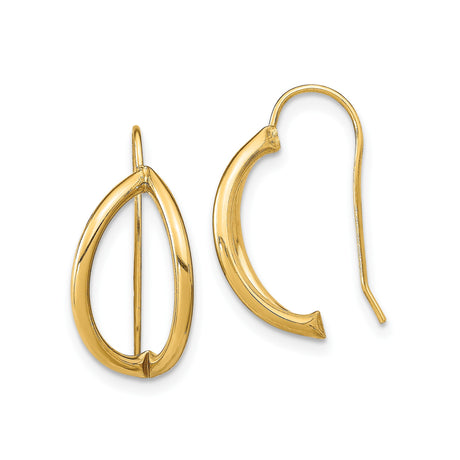 14k Yellow Gold Dangle Earrings with Open Ichthys Fish Design, Christian Faith Jewelry for Women