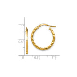 14k Yellow Gold Hoop Earrings with Ridged Textured Design and Latch Back Closure