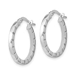 14k White Gold Hoop Earrings with Faceted Design and Polished Finish