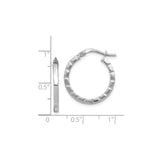 14k White Gold Hoop Earrings with Faceted Design and Polished Finish