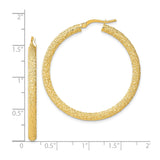 14k Yellow Gold Hoop Earrings with Hammered Finish, Textured Bold Design, Latch Back Closure