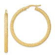 14k Yellow Gold Hoop Earrings with Hammered Finish, Textured Bold Design, Latch Back Closure