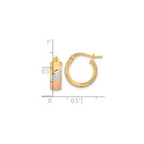 14k Tri-Color Gold Hoop Earrings, Brushed and Polished Finish, Timeless Style for Women