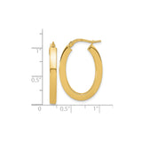 14k Yellow Gold Oval Hoop Earrings with Hinged Clasp, Polished Minimalist Design for Women