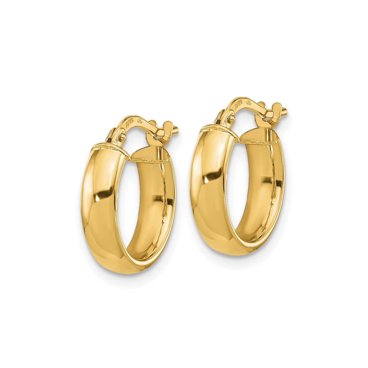 14k Yellow Gold Hoop Earrings, Polished Lightweight Round Hoops, Classic Minimalist Style for Women