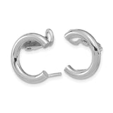 14k White Gold Hoop Earrings, Polished U Shaped Huggie Style with Hinged Back Closure