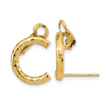 14k Yellow Gold Hoop Earrings, Small Chunky Huggie Style with Textured Square Pattern