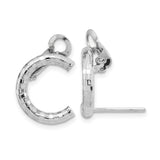 14k White Gold Hoop Earrings with Textured Square Cut Design and Sparkle Finish