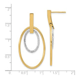 14k Yellow Gold Drop Earrings with Two-Tone Oval Hoops and Twisted Inner Loop Design
