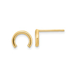 14k Yellow Gold Horseshoe Stud Earrings, Polished Open U-Shape, Minimalist Lucky Design for Women