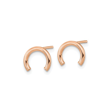 14k Rose Gold Horseshoe Stud Earrings, Minimalist Lucky Symbol Design for Women