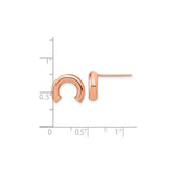 14k Rose Gold Stud Earrings, Open Crescent Hoop Design, Polished Minimalist Style