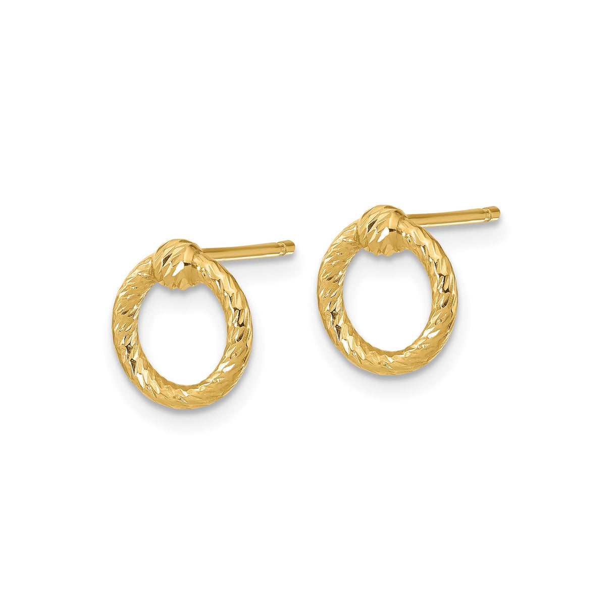 14k Yellow Gold Stud Earrings with Twisted Rope Open Circle Knot Design
