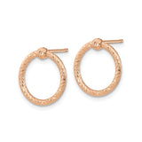 14k Rose Gold Knot Circle Stud Earrings, Diamond-Cut Textured Twisted Design