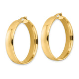 14k Yellow Gold Hoop Earrings, Wide Band Round Hoops with Latch Back Closure