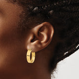 14k Yellow Gold Twisted Hoop Earrings, Medium Size Polished Classic Style for Women