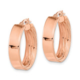 14k Rose Gold Hoop Earrings, Classic Round Minimal Design, Lightweight Polished Style