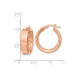 14k Rose Gold Hoop Earrings, Classic Round Minimal Design, Lightweight Polished Style