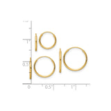 14k Yellow Gold Hoop Earrings Set, Small Medium Large Polished Minimalist Style