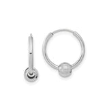 Sterling Silver Hoop Earrings with Faceted Bead Accent, Lightweight Minimalist Design for Women