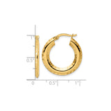 14k Yellow Gold Hoop Earrings with Hammered Textured Finish, Lightweight Circular Design