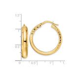 14k Yellow Gold Hoop Earrings with Diamond-Cut Detailing and Latch-Back Closure