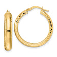 14k Yellow Gold Hoop Earrings with Diamond-Cut Detailing and Latch-Back Closure