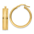 14k Yellow Gold Hoop Earrings, Satin and Polished Finish, Classic Round Style for Women