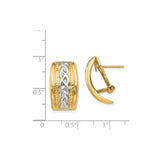 14k Yellow Gold Hoop Earrings, Braided Two-Tone Polished Design for Women