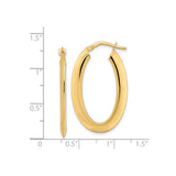 14k Yellow Gold Oval Hoop Earrings, Polished Lightweight Design, Classic Minimalist Style for Women