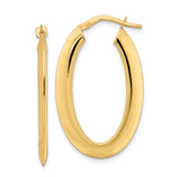 14k Yellow Gold Oval Hoop Earrings, Polished Lightweight Design, Classic Minimalist Style for Women